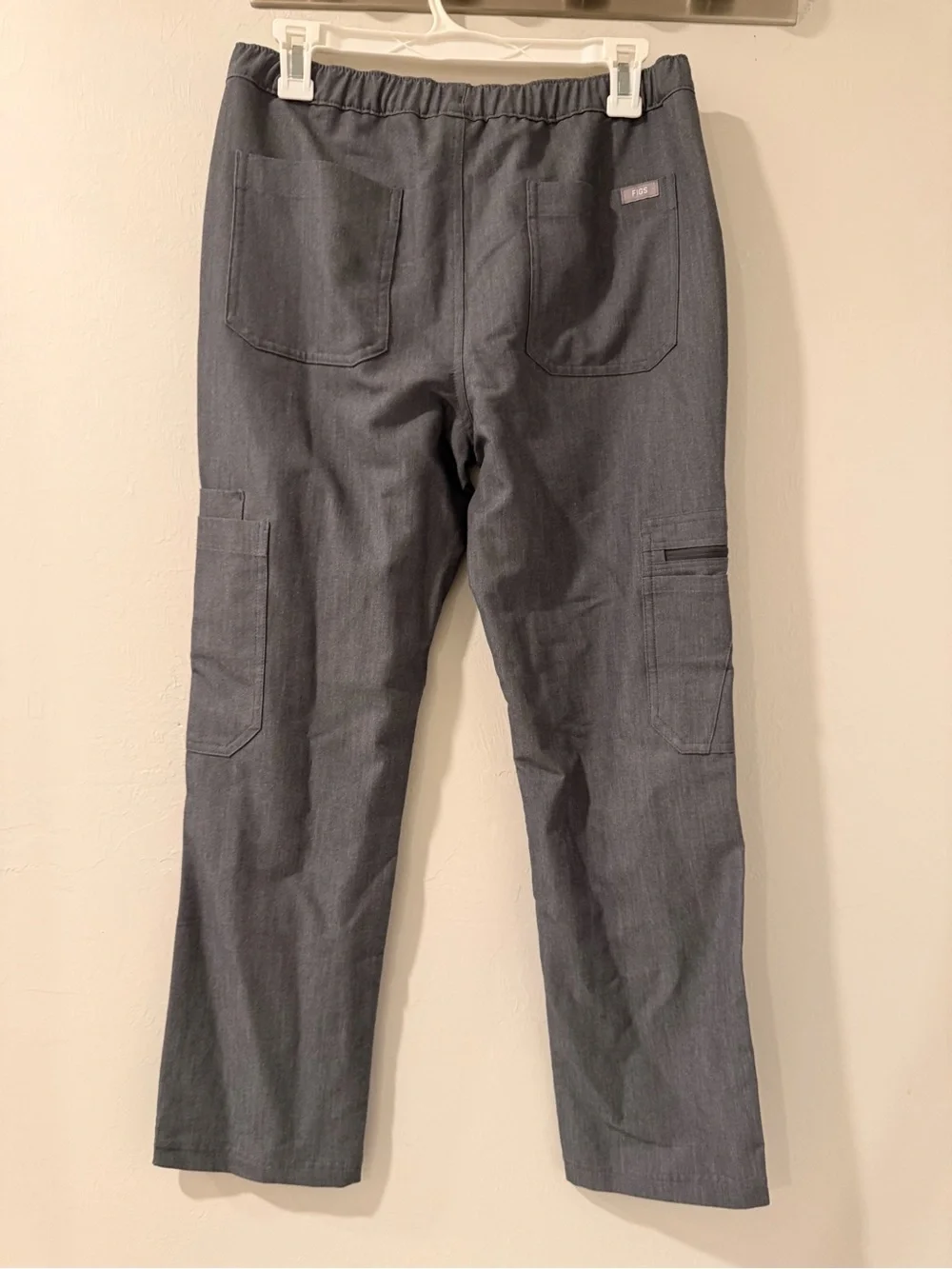 Figs Men's Gray Cargo Drawstring Pants with Green Cord